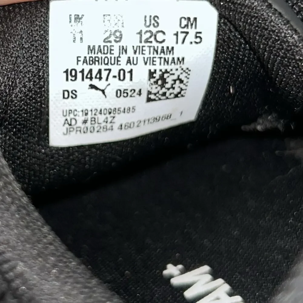 Puma Tazon 6 Fracture Youth US Size 12C All Black 191447-01 Sneaker Shoes